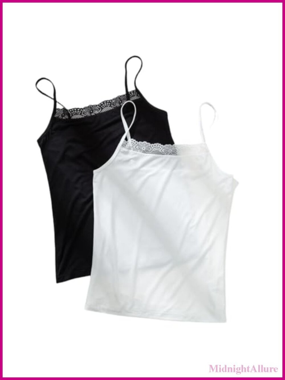 2-Pack Women's Lace Trim Square Neck Camisole Tank Top Sleeveless Lightweight